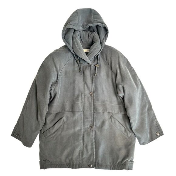 London Fog Women’s Jacket Detachable Hood Zip Quilted Fleece Liner Gray Small - Picture 1 of 6
